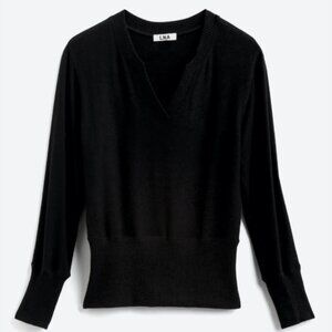 Like New! LNA Ross Super Soft Split Neck Knit Top USA Made! Size Large